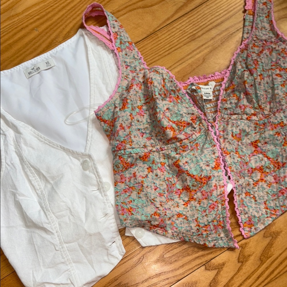 Floral Pink and White Tops Set
